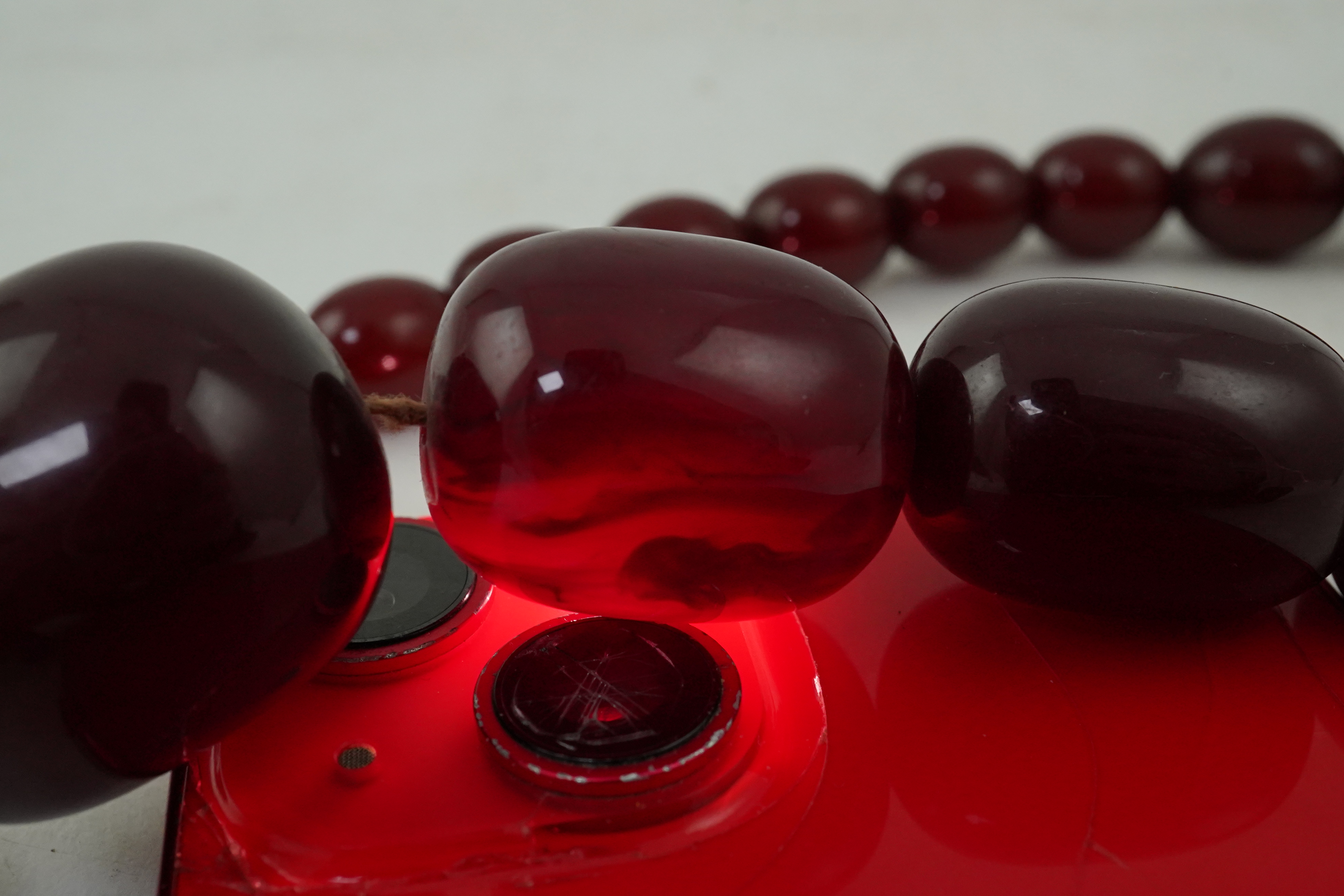 A cherry bakelite 'amber' necklace